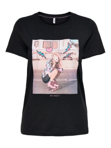 Футболка ONLLANA LIFE REG S/S PHOTO TOP BOX JRS 15228829 Black SNAP ONLY M Чорний 15228829BLACKSNAP