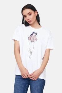 Футболка ONLMARY S/S OVERSIZE TOP JRS 15254406-Bright White-Print:HAT ONLY S Білий 15254406-BRIGHT WHITE-PRI