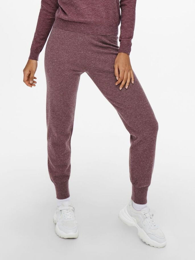 Штани ONLYOUNGER PANTS KNT 15238341-Rose Brown-Detail:W. MELANGE ONLY L Бордовий 15238341-Rose Brown-Detai
