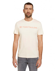Футболка printed crewneck logo t-shirt 1030527XX1028130 Tom Tailor L Бежевий 1030527XX1028130