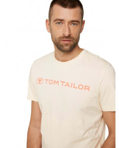 Футболка printed crewneck logo t-shirt 1030527XX1028130 Tom Tailor L Бежевий 1030527XX1028130