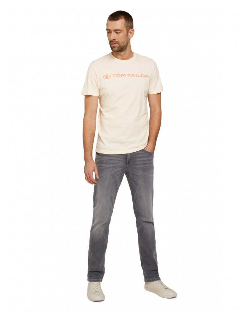 Футболка printed crewneck logo t-shirt 1030527XX1028130 Tom Tailor L Бежевий 1030527XX1028130