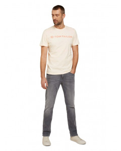 Футболка printed crewneck logo t-shirt 1030527XX1028130 Tom Tailor L Бежевий 1030527XX1028130