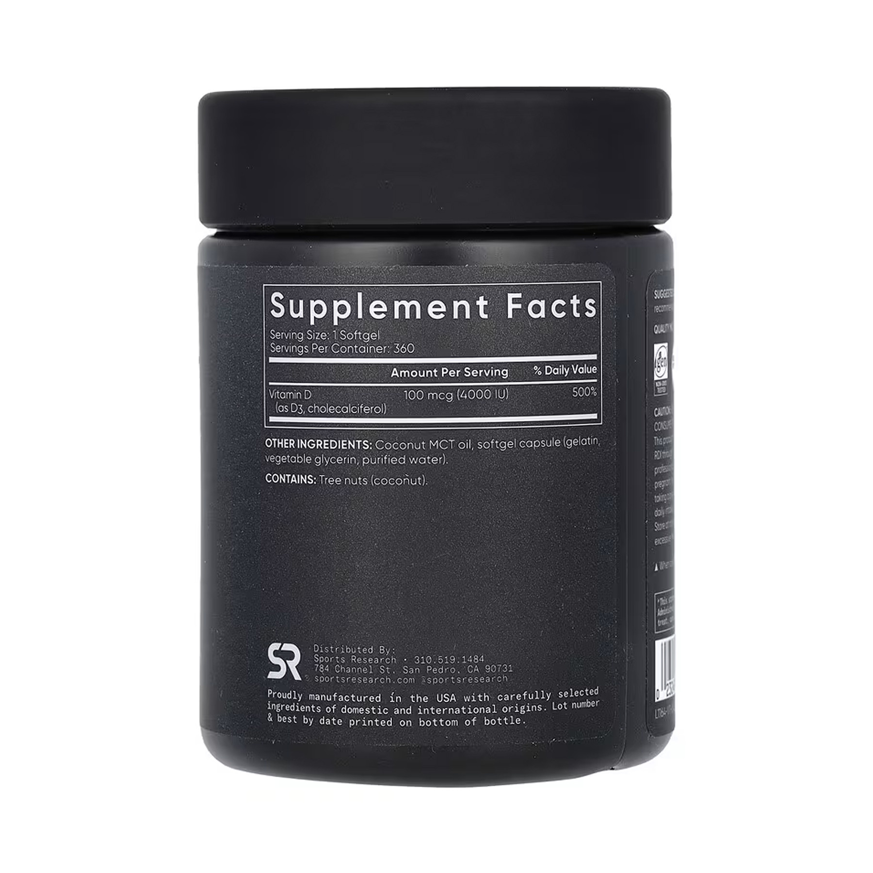 Софт гелеві капсули Sport Research Vitamin D3 4000IU - 360 softgels 2023-10-6657