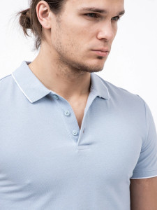 Поло polo with tipping 1030720XX1215159 Tom Tailor L Блакитний 1030720XX1215159