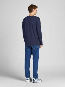 Футболка с длинными рукавами JJBRAT TEE LS 12200518-Navy Blazer-Fit:Standard fit Jack&Jones L Темно- 12200518-NAVY BLAZER-FIT: