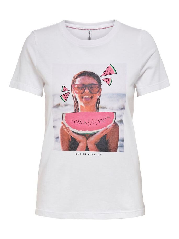 Футболка ONLLANA LIFE REG S/S PHOTO TOP BOX JRS 15228829 Bright White MELON ONLY L Білий 15228829BrightWhiteMELON
