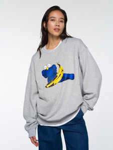 Толстовка KAWS x Uniqlo Warhol Graphic 472951 Sweatshirt (Grey Banana Kaws) E472951-000