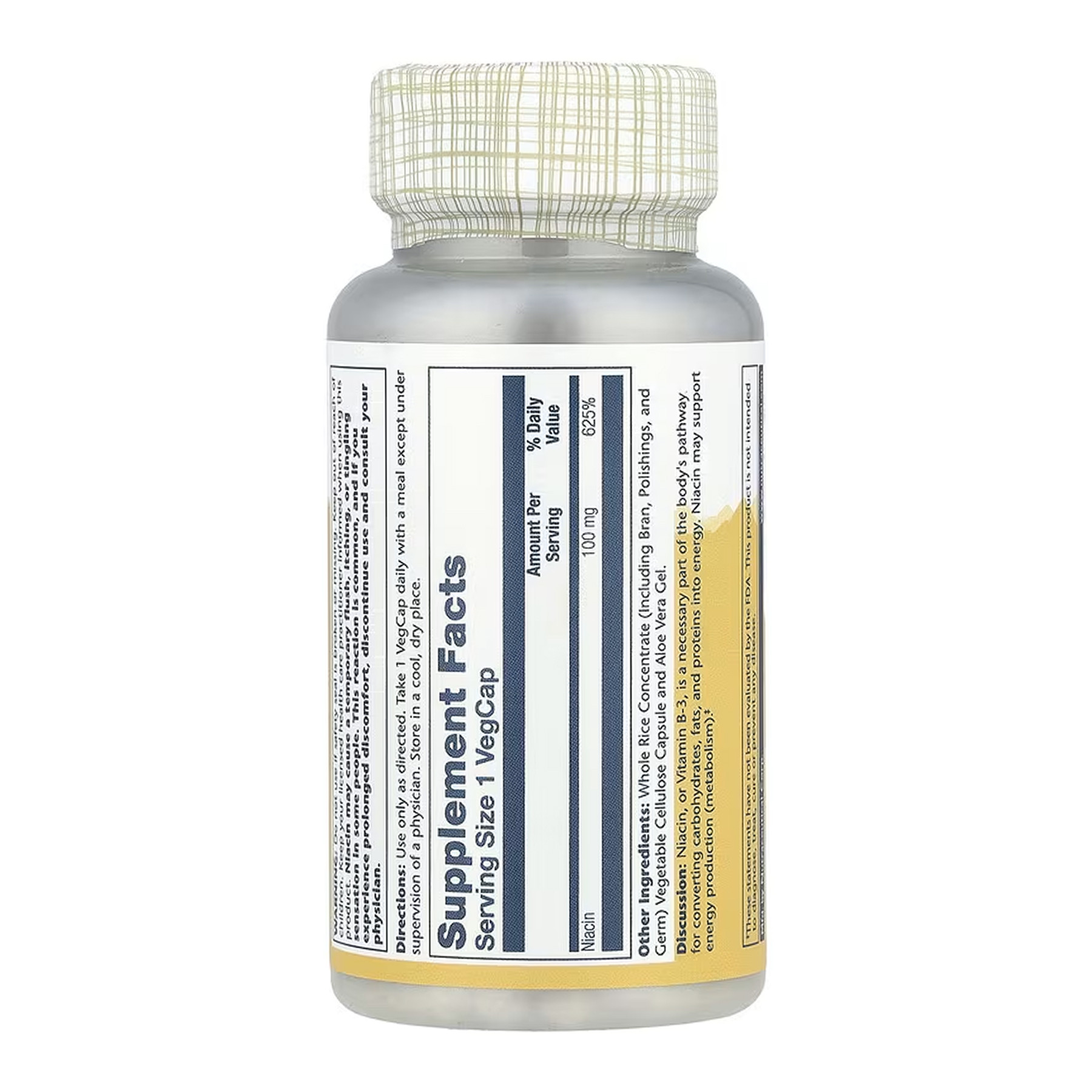 Капсули Solaray Niacin 100mg - 100 vcaps 2023-10-6742