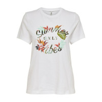 Футболка ONLLOTUS S/S TOP CS JRS 15205678-Bright White-Print:SUMMER VIBES ONLY L Білий 15205678-Bright White-Pri