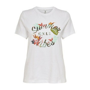 Футболка ONLLOTUS S/S TOP CS JRS 15205678-Bright White-Print:SUMMER VIBES ONLY L Білий 15205678-BRIGHT WHITE-PRI
