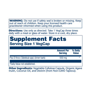 Капсули Pau D'Arco Bark 550mg - 100 vcaps 2022-10-1780