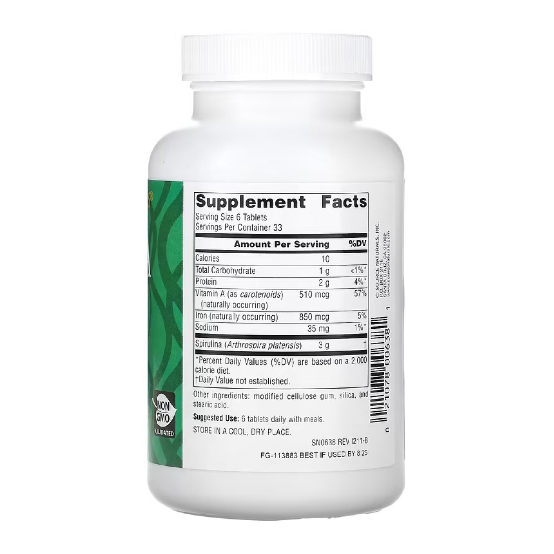 Таблетки Source Naturals Spirulina 500mg - 100 tabs 2023-10-4613