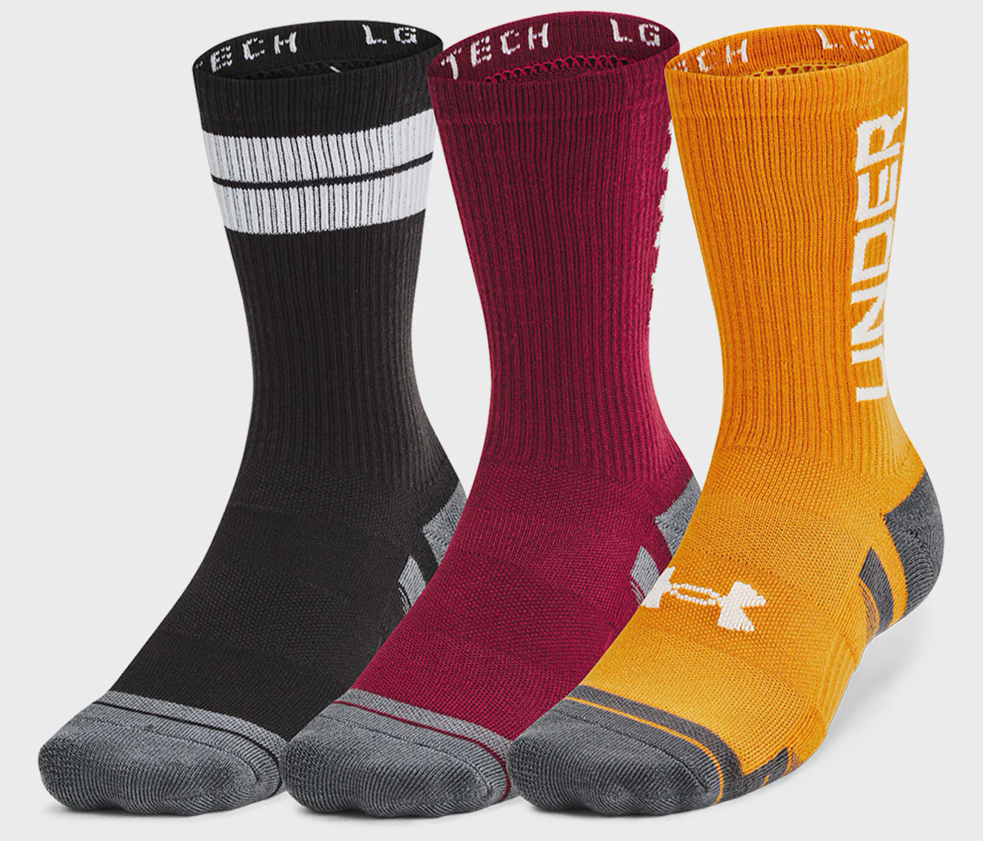 Шкарпетки UA Perf Tech Nov 3pk Crew чорний, бордовий, помаранчевий Уні MD 1379515-625