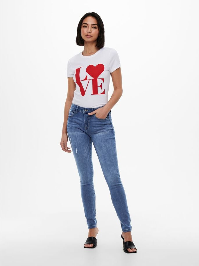 Футболка ONLLOVE LIFE FIT S/S TOP BOX JRS 15226018 White HEART ONLY M Білий 15226018WhiteHEART