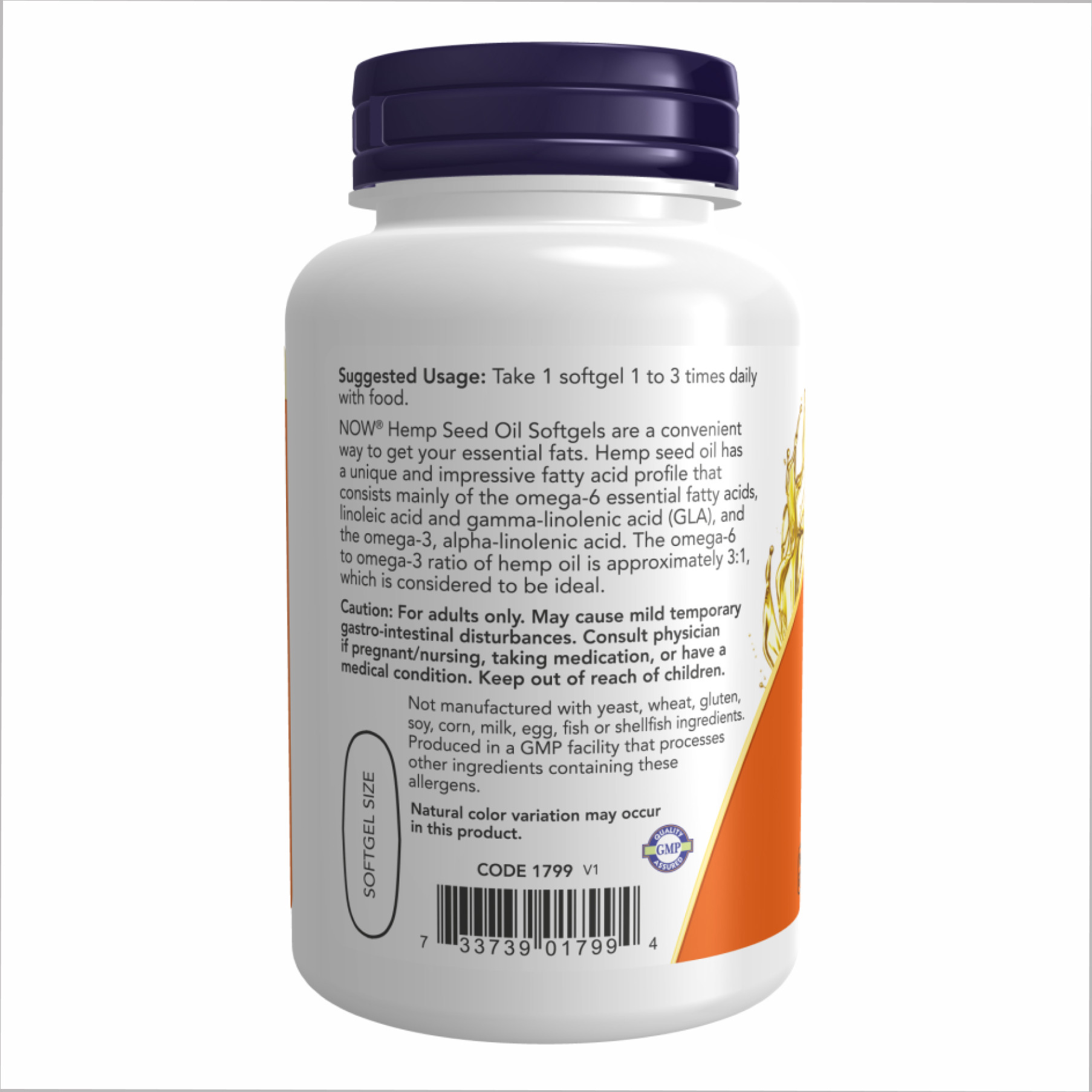 Софт гелеві капсули Hemp Seed Oil 1000 mg - 120 Softgels 2022-10-0979