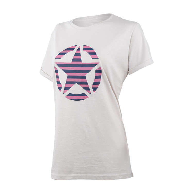 Jeep T-Shirt Donna Oversize Con Stampa Striped Light Graystone - Maglia Cotone Manica Corta Con Risvolto - J22W Taglia M - 3