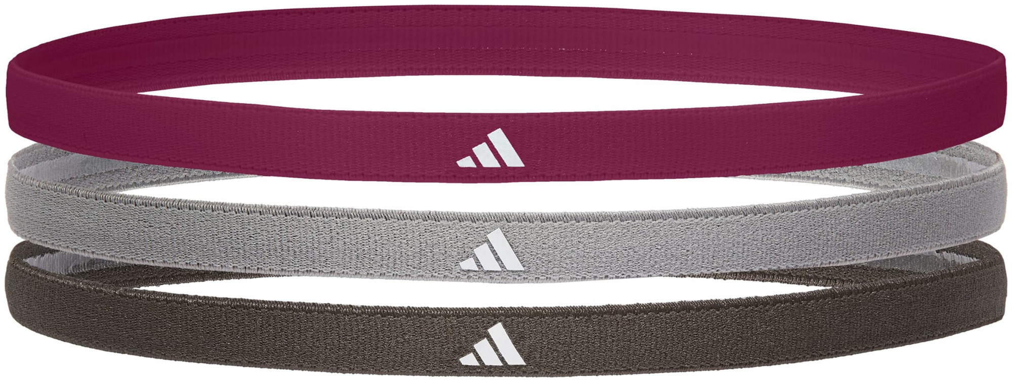 Пов'язка на голову Adidas Hairbands 3pk чорний, сірий, бордовий Уні One Size ADAC-16201-NL