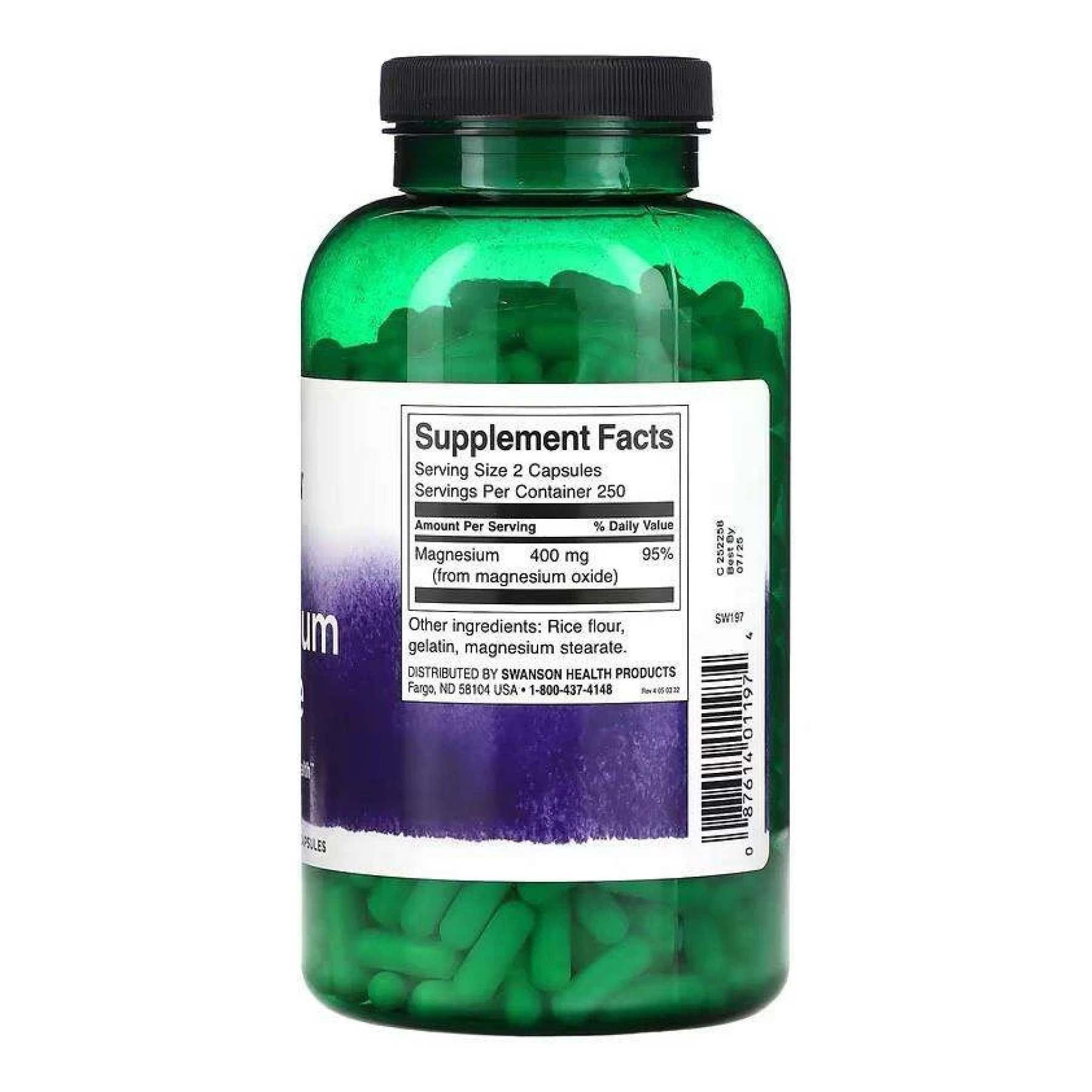 Капсули Swanson Magnesium Oxide 200mg - 500 caps 2023-10-4069