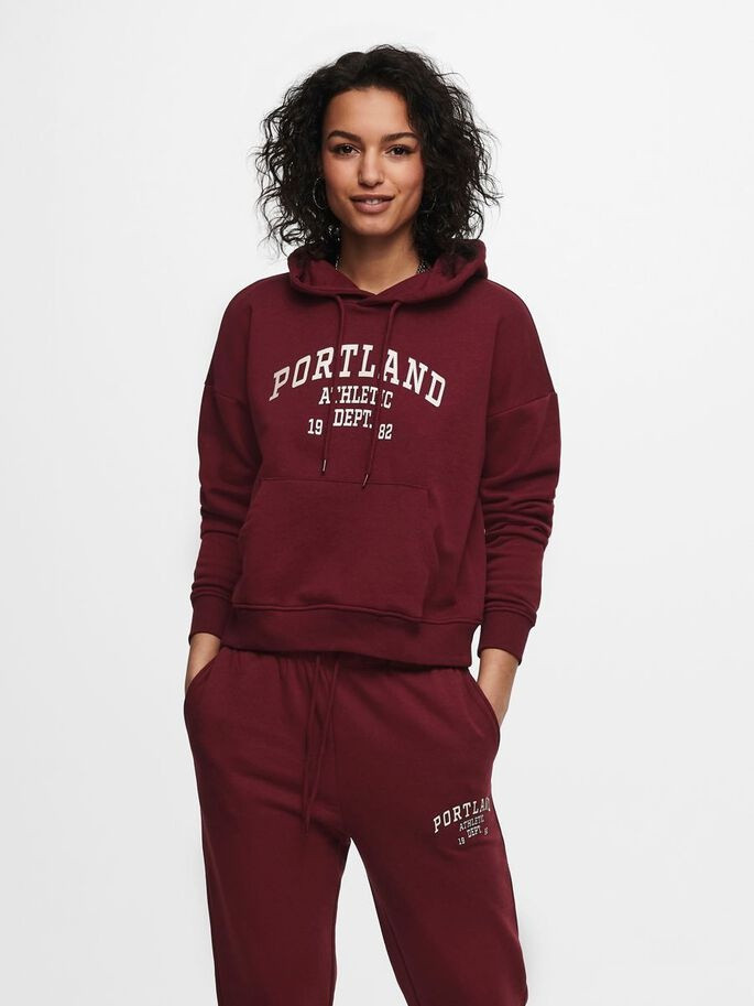 Худі ONLCOLLEGE LIFE L/S HOOD SWT 15235558 Cabernet ONLY XL Бордовий 15235558Cabernet