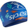 Шапочка для плавання Speedo SLOGAN PRT CAP JU/JF/JM синій, білий Діт OSFM 8-0838616700