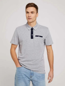 Поло structured polo with pocket 1030388XX1015398 Tom Tailor L Сірий 1030388XX1015398