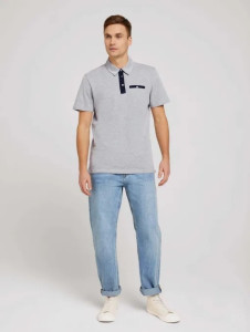 Поло structured polo with pocket 1030388XX1015398 Tom Tailor L Сірий 1030388XX1015398