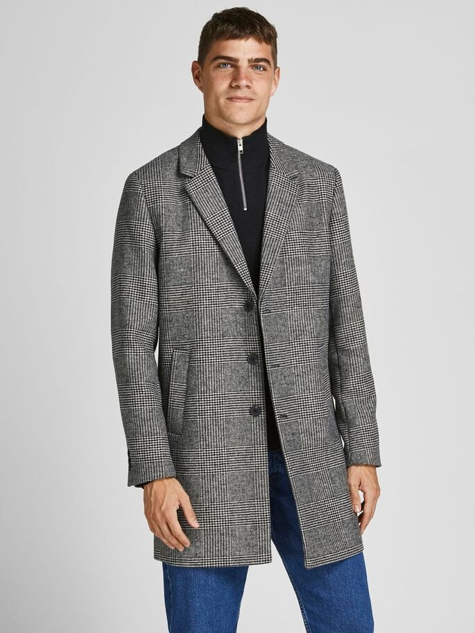 Пальто JJEMOULDER WOOL COAT SN 12171374-Light Grey Melange-Checks Jack&Jones L Сірий 12171374-Light Grey Melan
