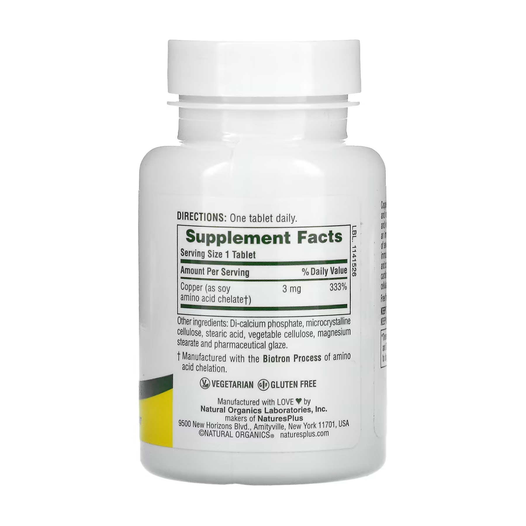 Таблетки Nature's Plus Copper 3 mg - 90 tabs 2023-10-2362