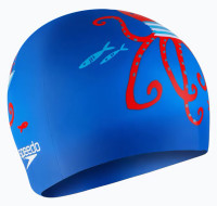 Шапочка для плавання Speedo SLOGAN PRT CAP JU/JF/JM синій, червоний Діт OSFM 8-0838616718