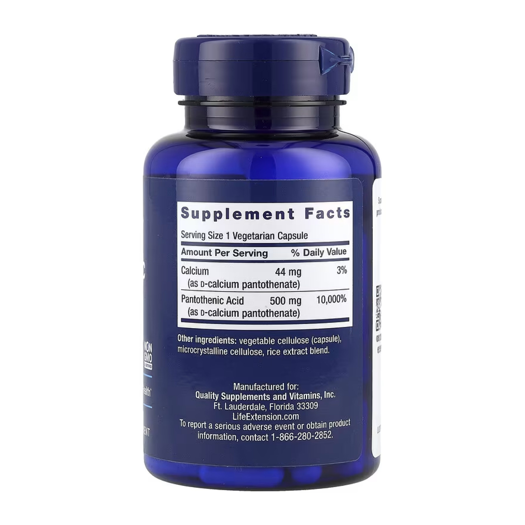 Капсули Life Extension Pantothenic Acid 500 mg - 100 vcaps (До 11.25) 2023-10-5412