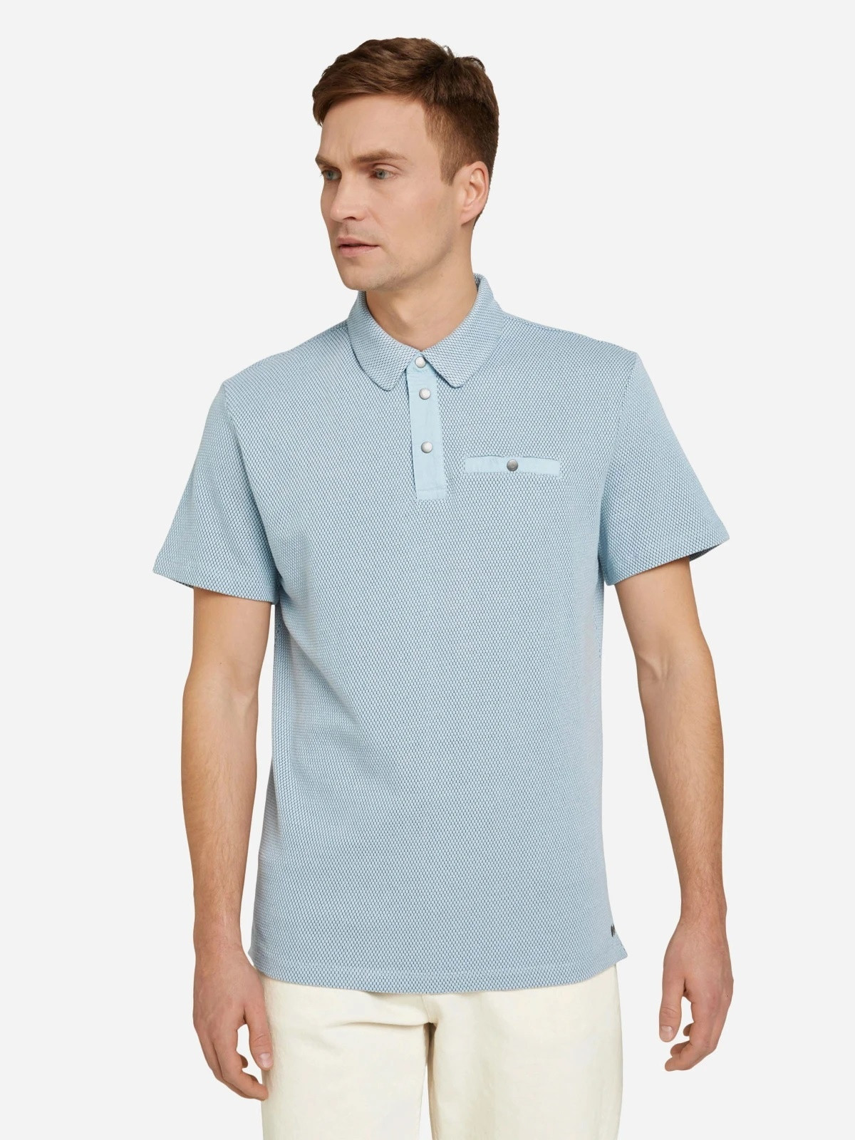Поло structured polo with pocket 1030388XX1026298 Tom Tailor M Блакитний 1030388XX1026298
