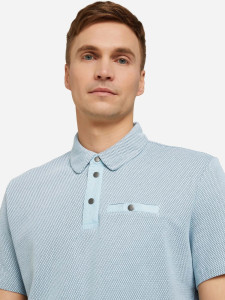 Поло structured polo with pocket 1030388XX1026298 Tom Tailor M Блакитний 1030388XX1026298