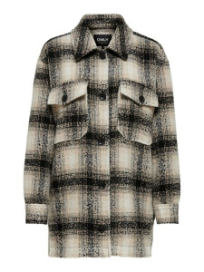 Куртка ONLALLISON CHECK SHACKET OTW NOOS 15210562-Pumice Stone-Checks: BLACK ONLY L Бежевий 15210562-PUMICE STONE-CHE