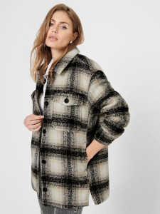 Куртка ONLALLISON CHECK SHACKET OTW NOOS 15210562-Pumice Stone-Checks: BLACK ONLY L Бежевий 15210562-PUMICE STONE-CHE