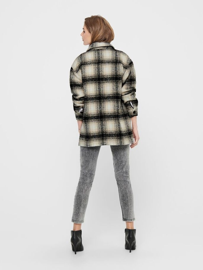 Куртка ONLALLISON CHECK SHACKET OTW NOOS 15210562-Pumice Stone-Checks: BLACK ONLY L Бежевий 15210562-Pumice Stone-Che
