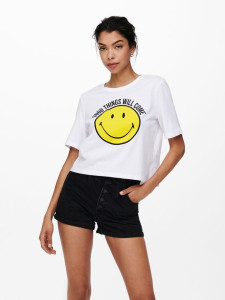 Футболка ONLSMILEY LIFE S/S TOP BO 15232818 Bright White GOOD ONLY L Білий 15232818BRIGHTWHITEGOOD