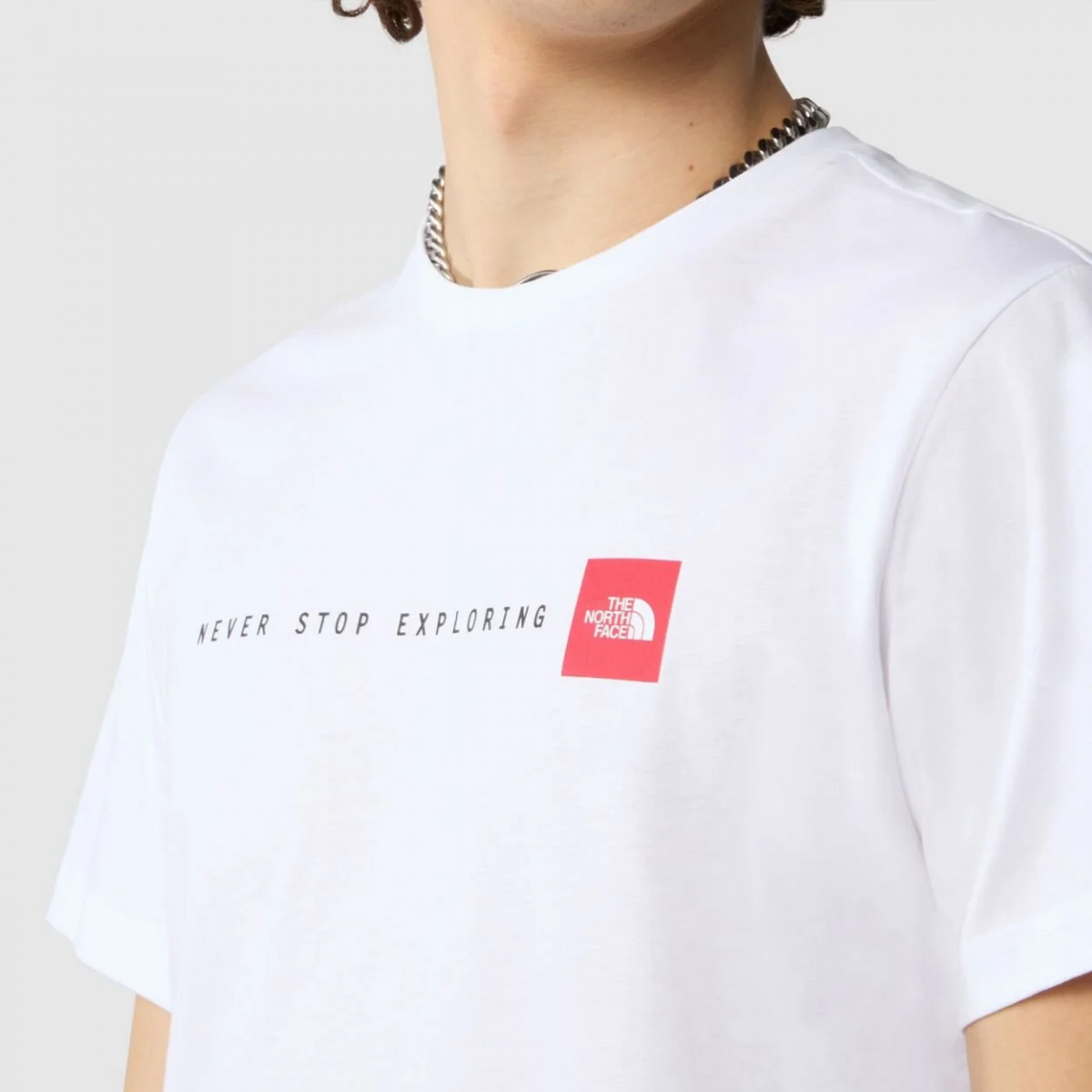 Футболка M S/S NEVER STOP EXPLORING 0A87NSFN41 THE NORTH FACE L Білий 0A87NSFN41