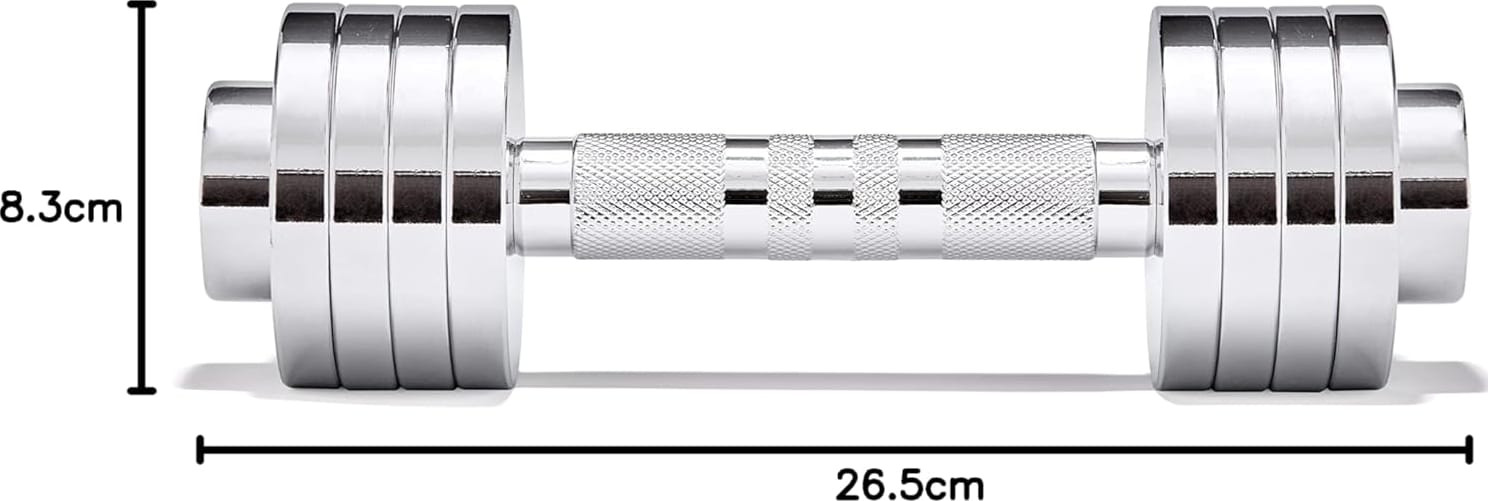 Гантелі регульована Adidas Adjustable Chrome Dumbbell сріблястий Уні 1-5 кг ADWT-11400