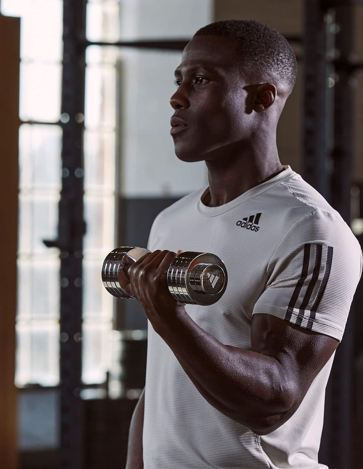 Гантелі регульована Adidas Adjustable Chrome Dumbbell сріблястий Уні 1-5 кг ADWT-11400