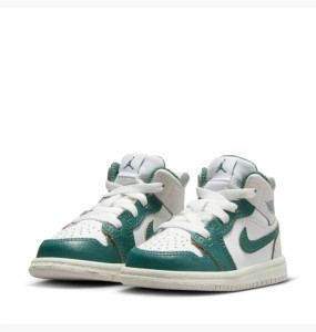 Кросівки дитячі Air Jordan 1 Mid Se White/Green FQ8086-103