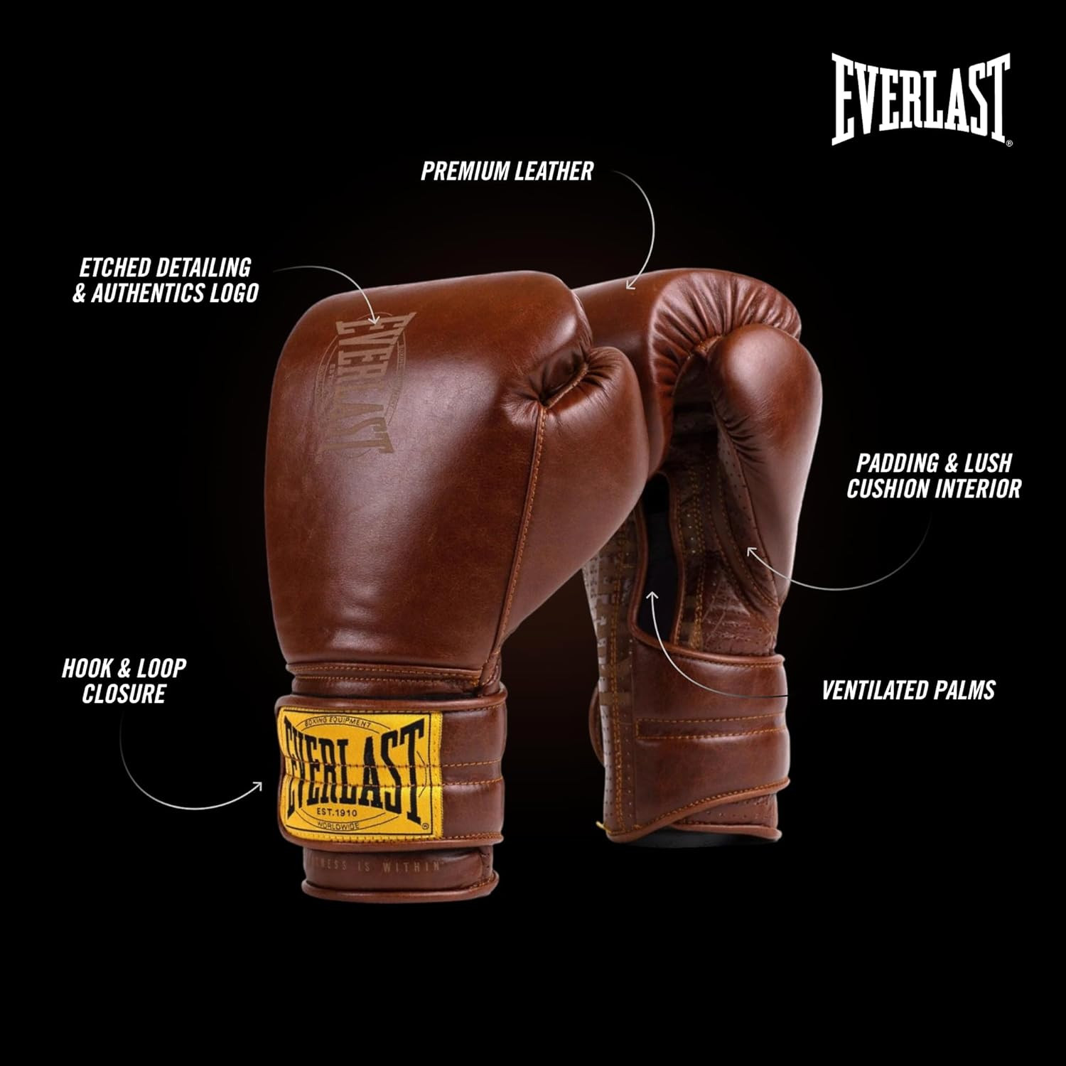 Рукавиці боксерські Everlast 1910 CLASSIC TRAINING GLOVE коричневий Уні 16 унцій P00002503