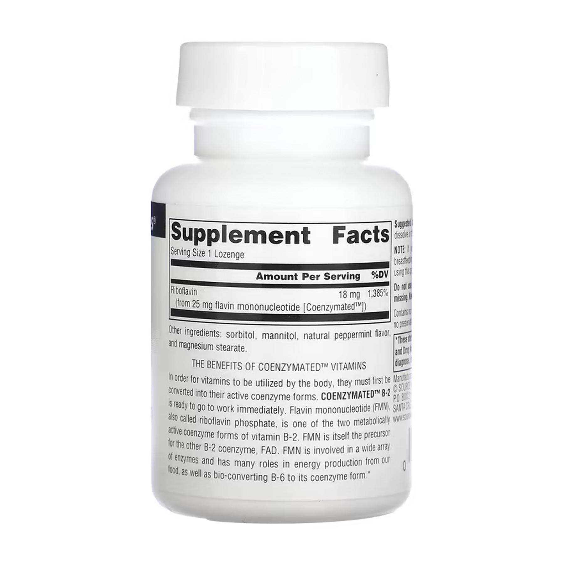 Капсули Source Naturals Coenzymated™ B-2 25 mg Peppermint - 60 lozenges 2023-10-6141