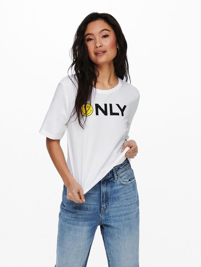 Футболка ONLSMILEY LIFE S/S TOP BOX JRS 15232818 Bright White ONLY ONLY L Білий 15232818BrightWhiteONLY