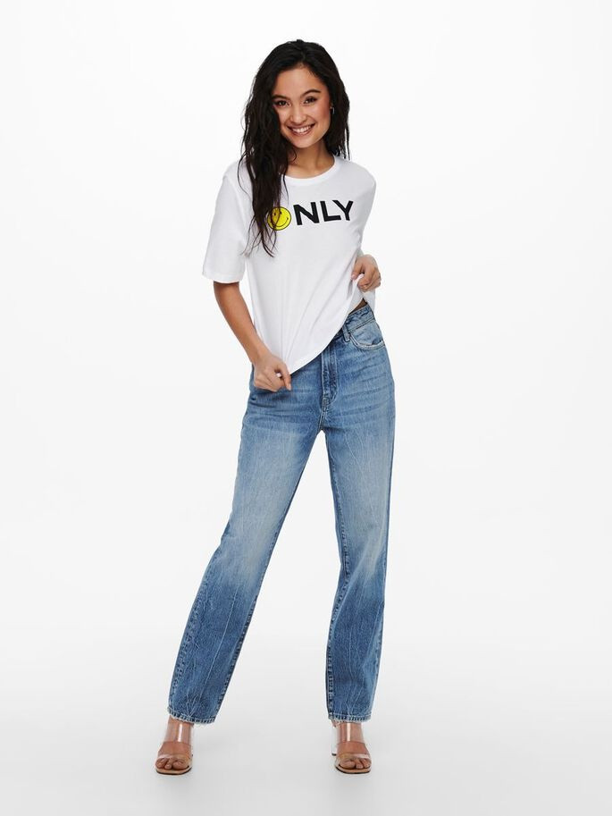 Футболка ONLSMILEY LIFE S/S TOP BOX JRS 15232818 Bright White ONLY ONLY L Білий 15232818BrightWhiteONLY
