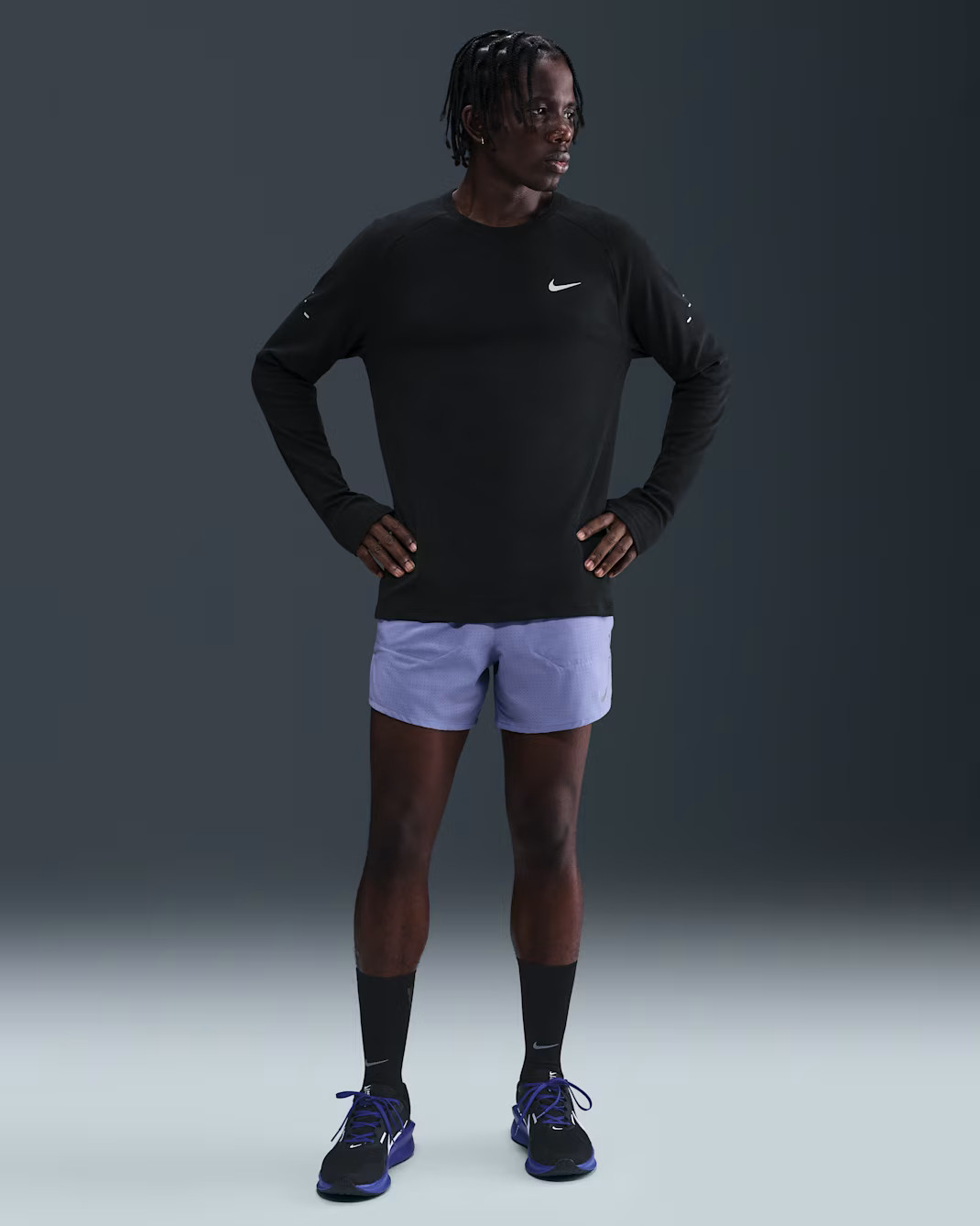 Лонгслів чоловічий Nike Df Stride Waffle Black HV2705-010