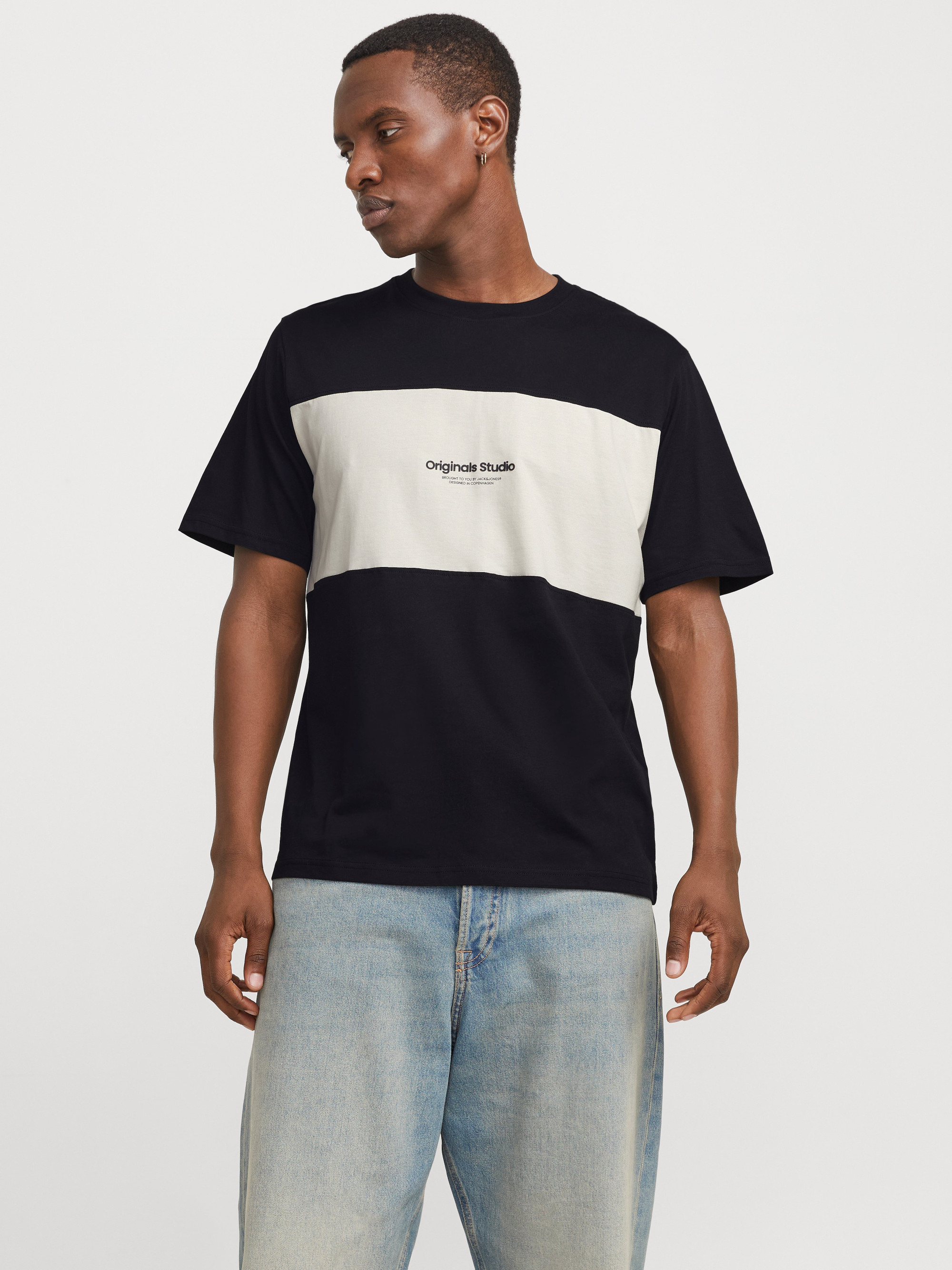 Футболка Jack & Jones JORVESTERBRO BLOCK TEE SS CREW STYD AW24 12277742-Black/w. Antique