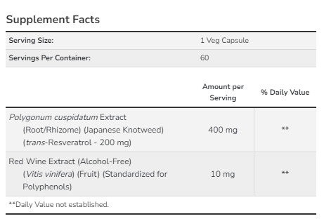 Капсули Resveratrol 200 mg - 60 vcaps 2022-10-0106