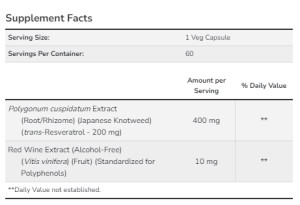 Капсули Resveratrol 200 mg - 60 vcaps 2022-10-0106