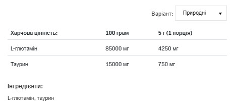 Порошок Glutamine Recovery Amino - 250g 100-43-1965107-20